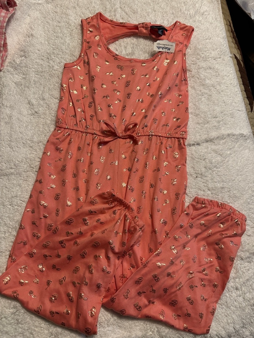 H&M Coral Jumpsuit with Gold Floral Accents